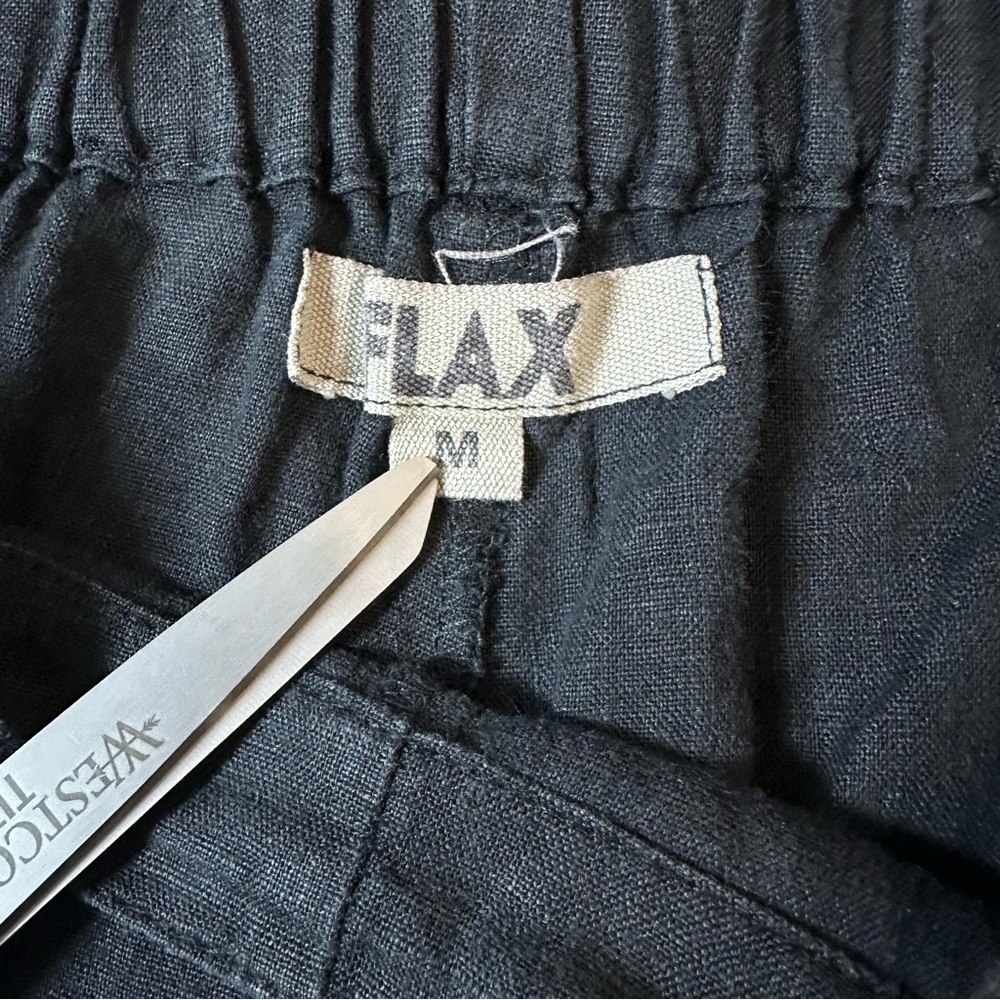 Flax Womens Linen Wide Leg Cropped M Black Lagenlook Beach Sustainable - Picture 10 of 14